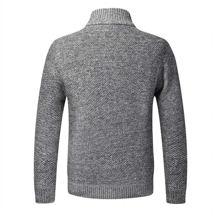 Men's Knitted Jacket Autumn Winter Slim Fit Stand Collar Zipper Jacket Warm Cardigan Men