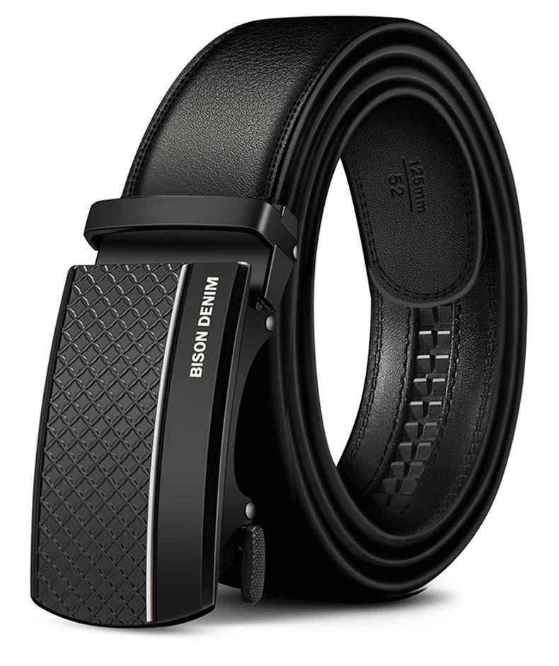 Men Genuine Leather Belt Metal Automatic Buckle Adjustment High Quality Adjustable Leather Belt