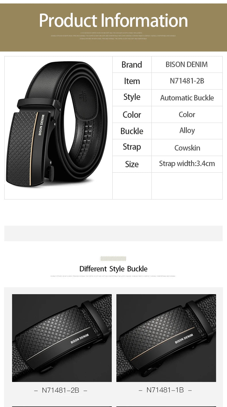 Men Genuine Leather Belt Metal Automatic Buckle Adjustment High Quality Adjustable Leather Belt