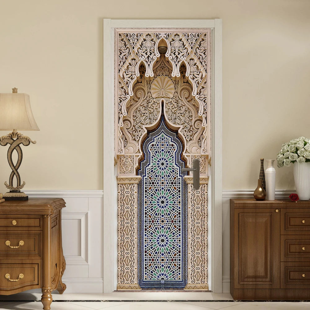 Sticker Mosque Door Art 2pcs/set Mural Sticker Home Decor Wall Stickers Peel & Stick Wallpaper