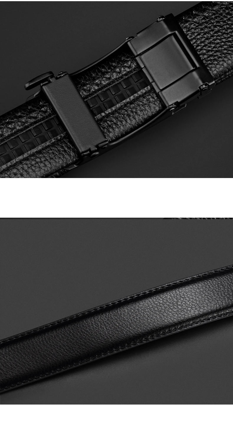 Men Genuine Leather Belt Metal Automatic Buckle Adjustment High Quality Adjustable Leather Belt