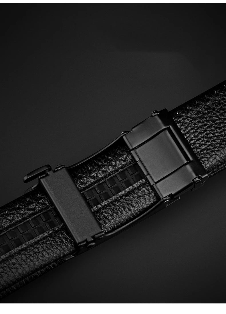 Men Genuine Leather Belt Metal Automatic Buckle Adjustment High Quality Adjustable Leather Belt