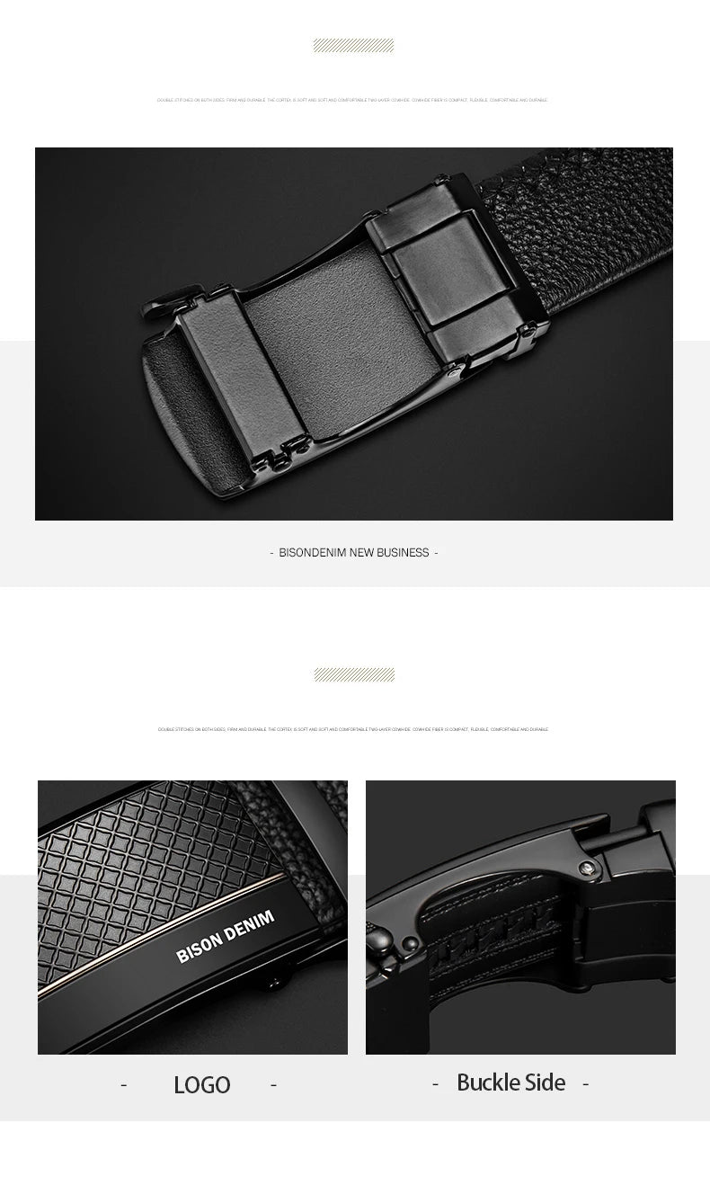 Men Genuine Leather Belt Metal Automatic Buckle Adjustment High Quality Adjustable Leather Belt