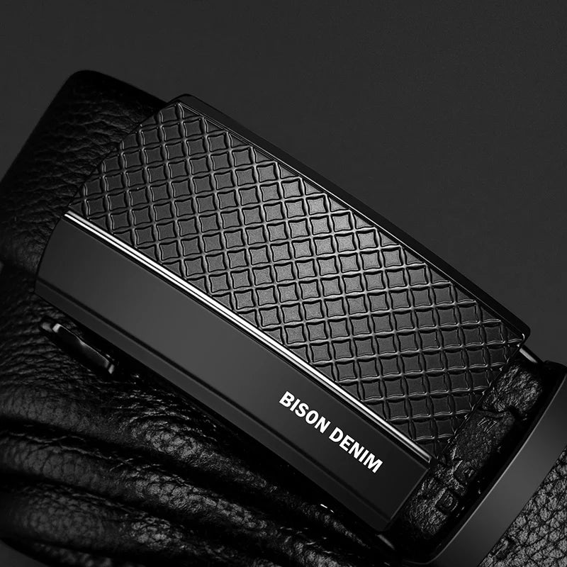 Men Genuine Leather Belt Metal Automatic Buckle Adjustment High Quality Adjustable Leather Belt