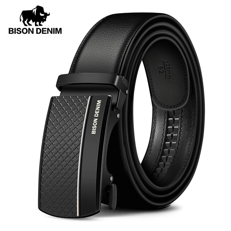 Men Genuine Leather Belt Metal Automatic Buckle Adjustment High Quality Adjustable Leather Belt