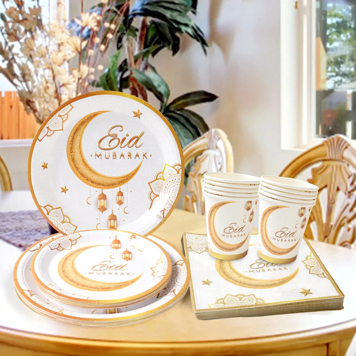 Eid Mubarak Tableware Set Ramadan Decoration For Home Eid Al Adha Ramadan Kareem Party Decor