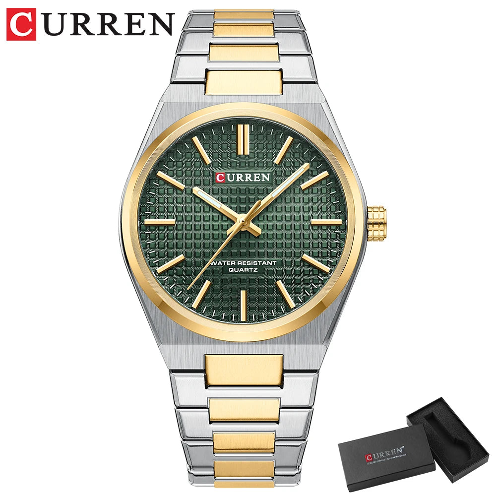 Men Quartz Watches CURREN 30M Waterproof Stainless Steel Quartz Date Clock Wristwatch Style Watch for Men