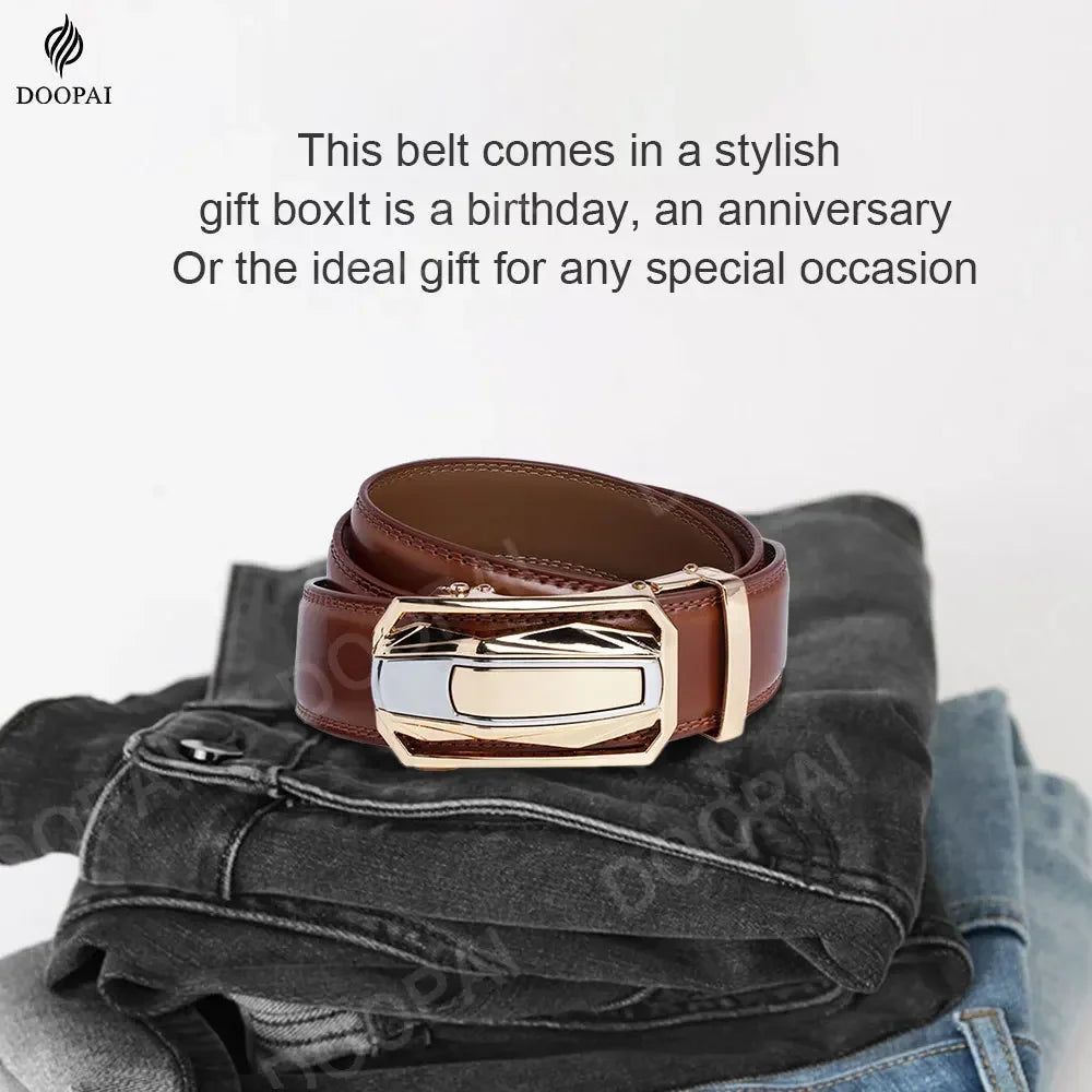 Men Genuine Leather with Belt Metal Buckle Adjustment High Quality Adjustable Leather Belt
