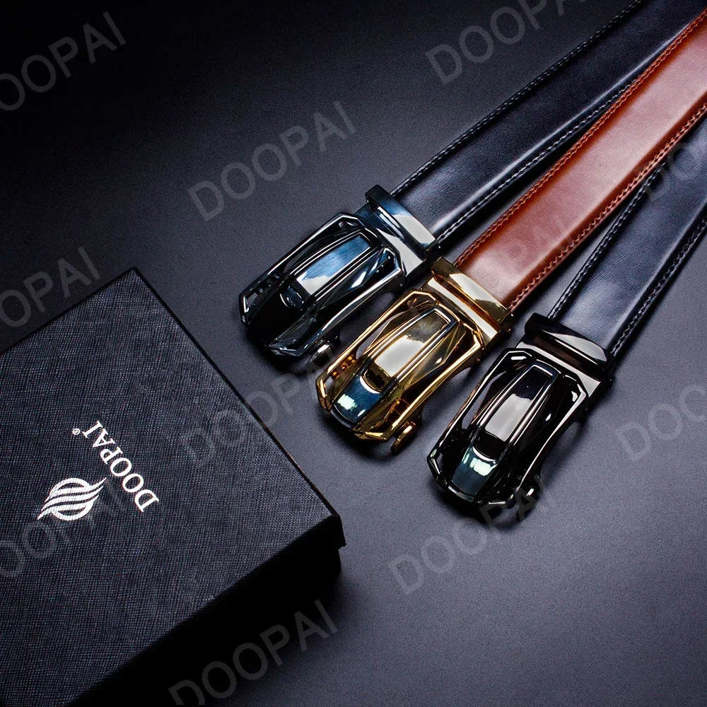 Men Genuine Leather with Belt Metal Buckle Adjustment High Quality Adjustable Leather Belt