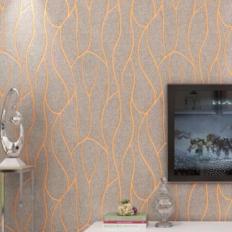 Wall paper 53cm European Modern Bedroom Background 3D Non-woven Moisture-proof Wallpaper Thickened Wall Stickers