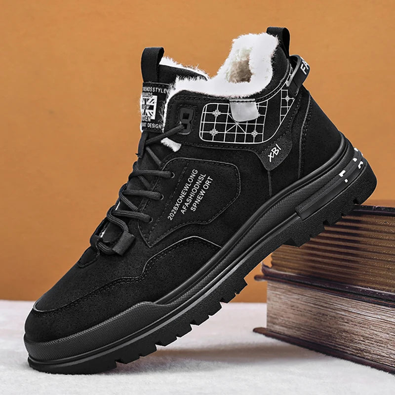 Men's Shoes Winter Fleece High-Top work shoes waterproof boots non-slip cotton shoes