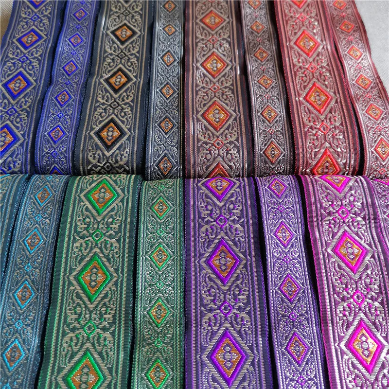 Jacquard Ribbon Ethnic Lace 20mm-33mm 7meters Trim Embroidered Woven Webbing Tape For Sewing Crafting Decorative