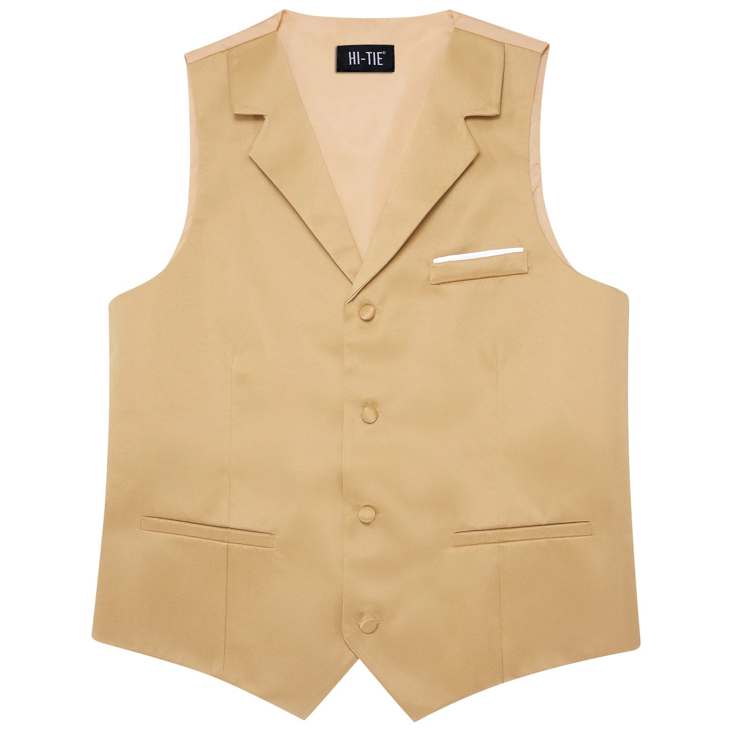 Men Vest With Tie Hi-Tie Champagne Solid V-neck Jacquard Tuxedo Dress Waistcoat Adjustable Jacket