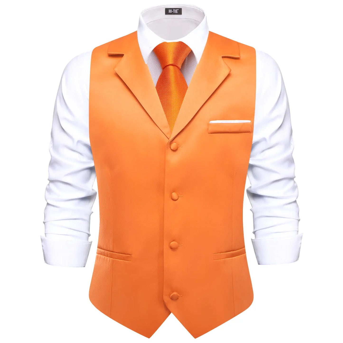 Men Vest With Tie Hi-Tie Champagne Solid V-neck Jacquard Tuxedo Dress Waistcoat Adjustable Jacket