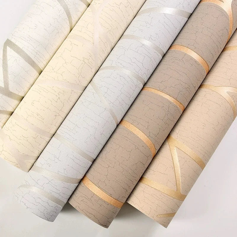 Wall paper 53cm European Modern Bedroom Background 3D Non-woven Moisture-proof Wallpaper Thickened Wall Stickers