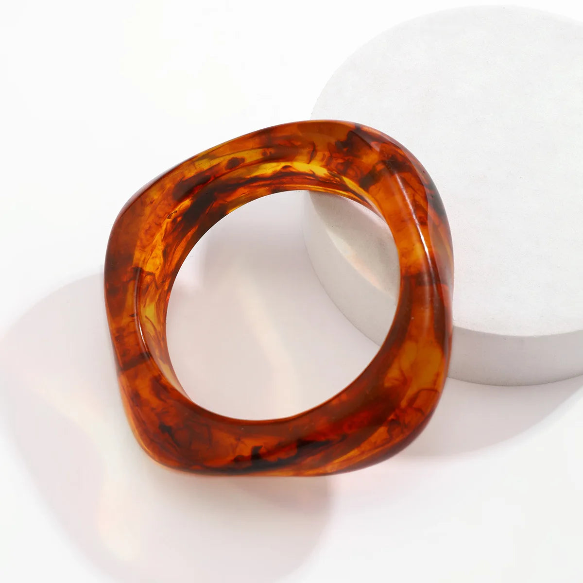 KMVEXO Vintage Punk Brown Coffee Thick Resin Acrylic Bangles Geometric Irregular Wide Cuff Bangle Bracelet