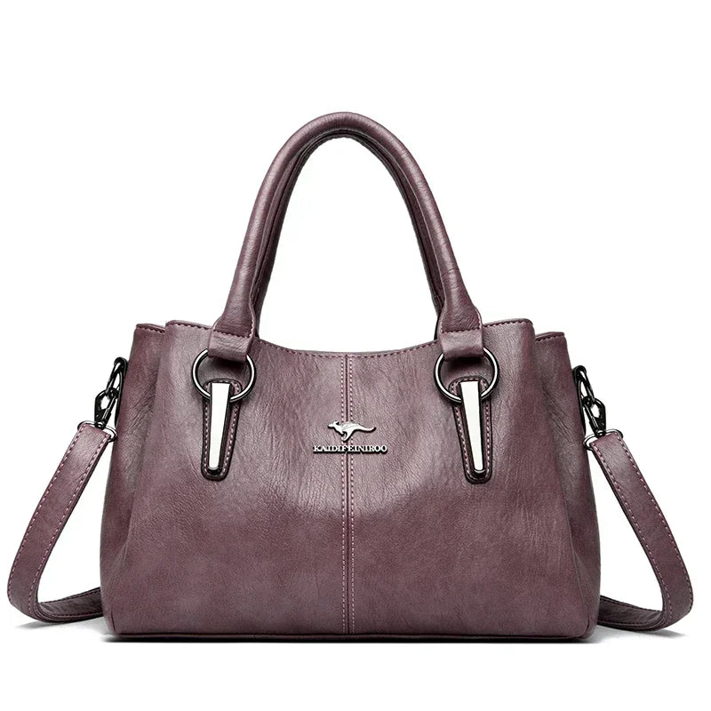 Women Handbags Fashion Casual Tote Bags 3-Layers Soft Leather Shoulder Bags New Big Capacity Crossbody Bags for Ladies Sac