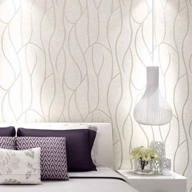 Wall paper 53cm European Modern Bedroom Background 3D Non-woven Moisture-proof Wallpaper Thickened Wall Stickers