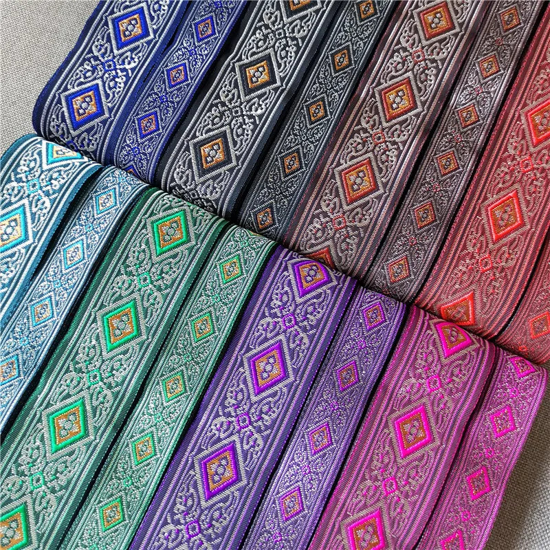 Jacquard Ribbon Ethnic Lace 20mm-33mm 7meters Trim Embroidered Woven Webbing Tape For Sewing Crafting Decorative
