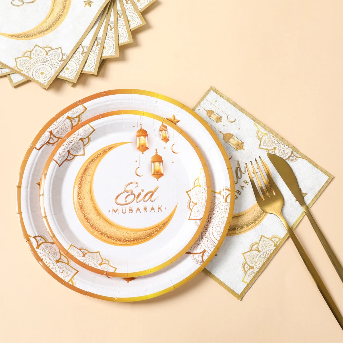 Eid Mubarak Tableware Set Ramadan Decoration For Home Eid Al Adha Ramadan Kareem Party Decor