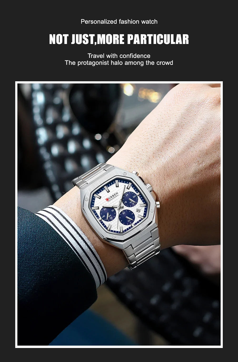 Men Quartz Watches CURREN Full Steel Waterproof Chronograph Wristwatch Men Relogio Masculino