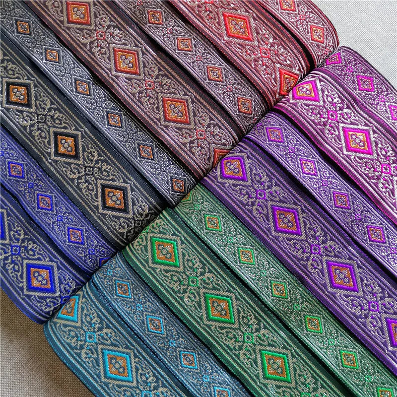 Jacquard Ribbon Ethnic Lace 20mm-33mm 7meters Trim Embroidered Woven Webbing Tape For Sewing Crafting Decorative