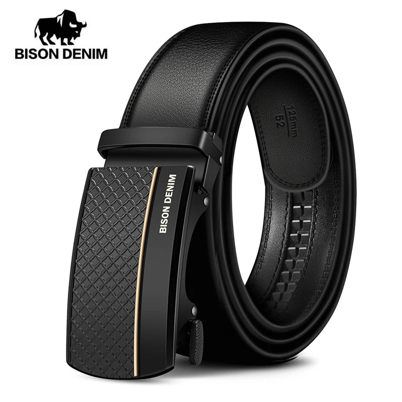 Men Genuine Leather Belt Metal Automatic Buckle Adjustment High Quality Adjustable Leather Belt