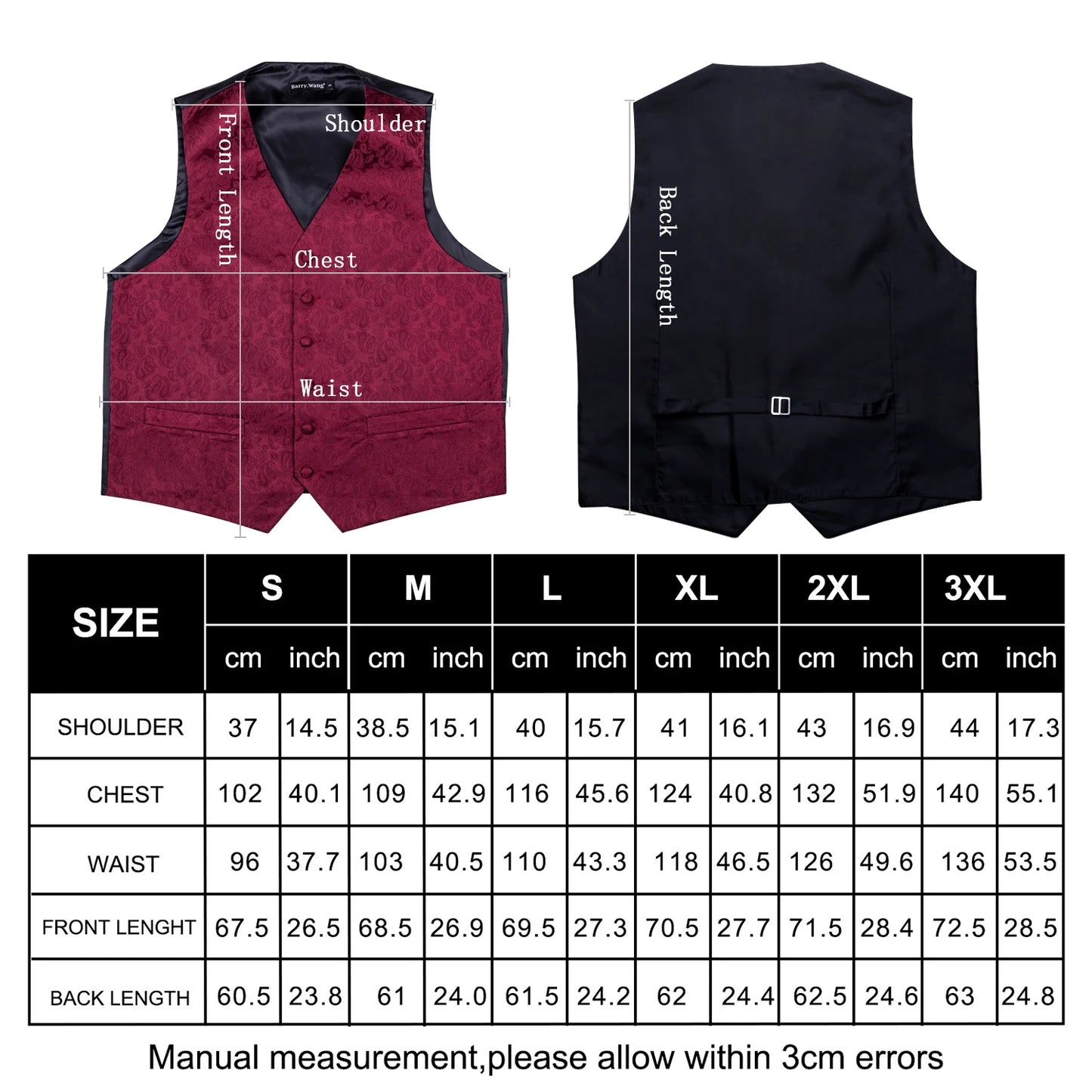 Men Suit Vests Hi-Tie Silk 4PC Woven Black Paisley Waistcoat Tie Pocket Square Cufflinks Business Wedding Dress Waist Jacket