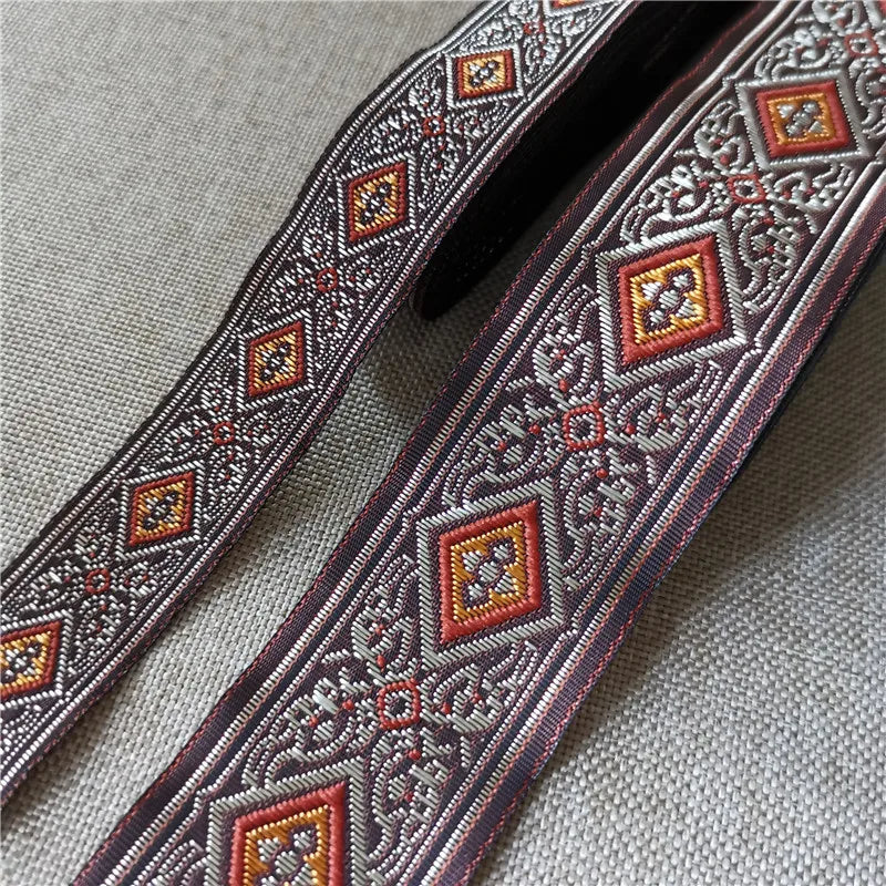 Jacquard Ribbon Ethnic Lace 20mm-33mm 7meters Trim Embroidered Woven Webbing Tape For Sewing Crafting Decorative
