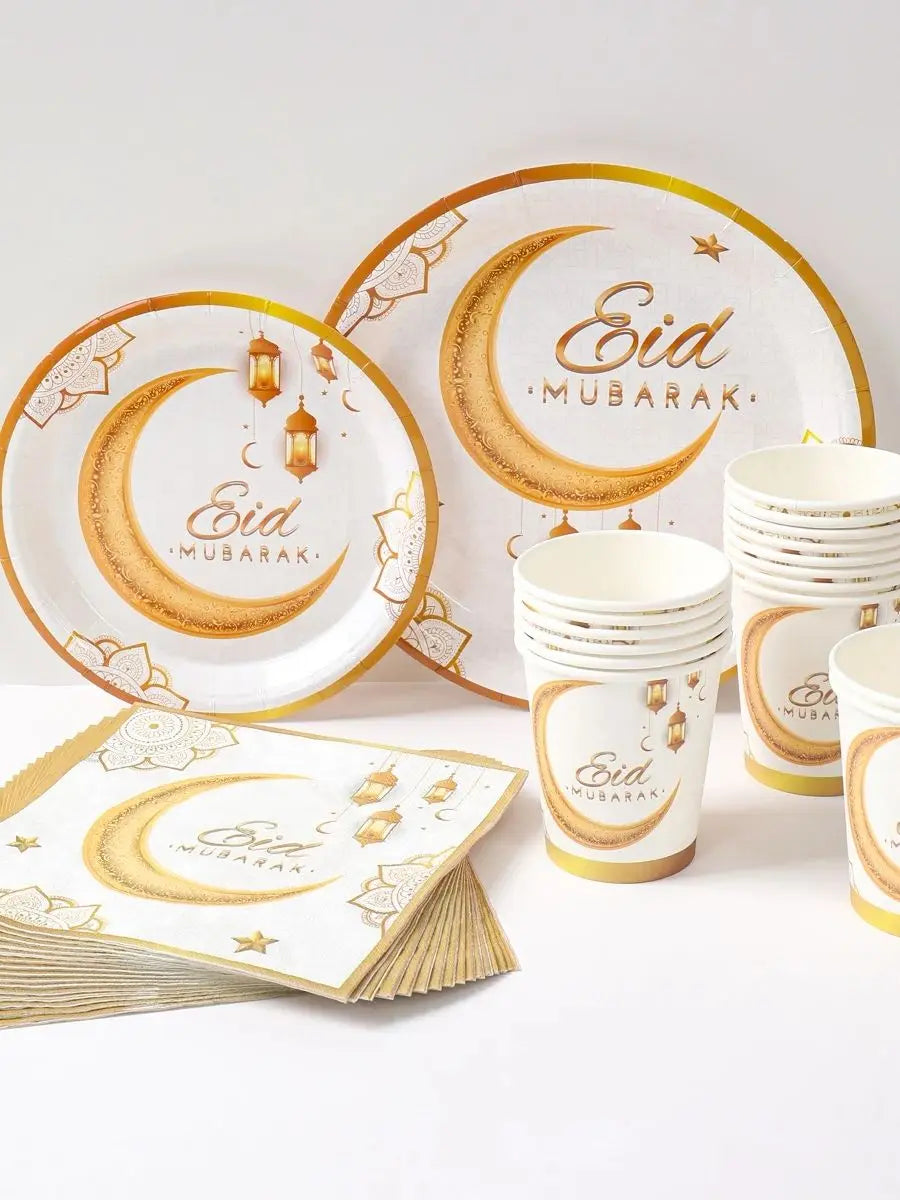 Eid Mubarak Tableware Set Ramadan Decoration For Home Eid Al Adha Ramadan Kareem Party Decor