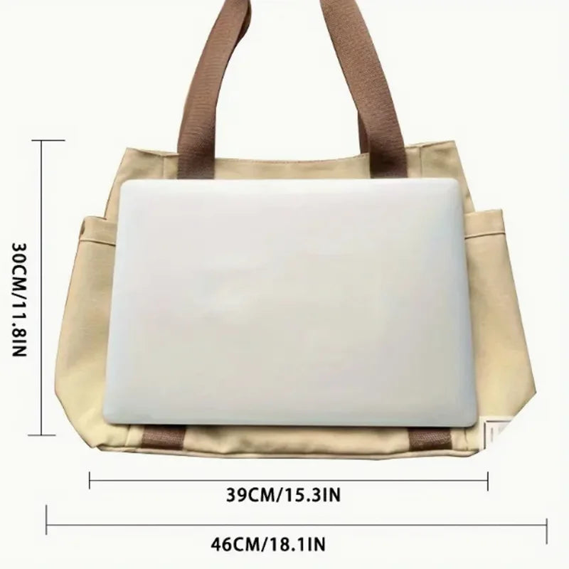 Women Canvas Tote Bags Large Capacity For Work Commuting Carrying Handbag Outfit Shoulder Bag