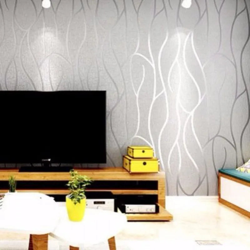Wall paper 53cm European Modern Bedroom Background 3D Non-woven Moisture-proof Wallpaper Thickened Wall Stickers