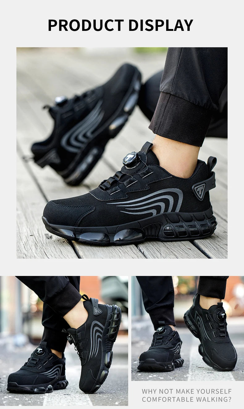 Men's Safety Shoes Steel Toe Cap Sneakers Style Puncture & Crash Proof Light Wear
