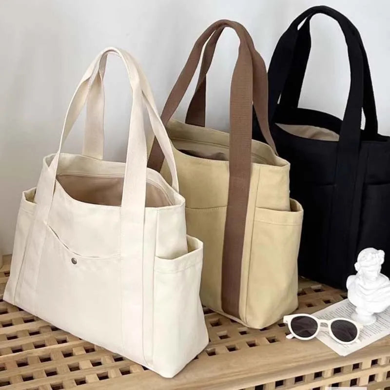 Women Canvas Tote Bags Large Capacity For Work Commuting Carrying Handbag Outfit Shoulder Bag