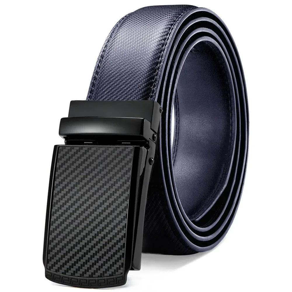 Men Genuine Leather Belt Metal Automatic Buckle Adjustment Adjustable Leather Belt