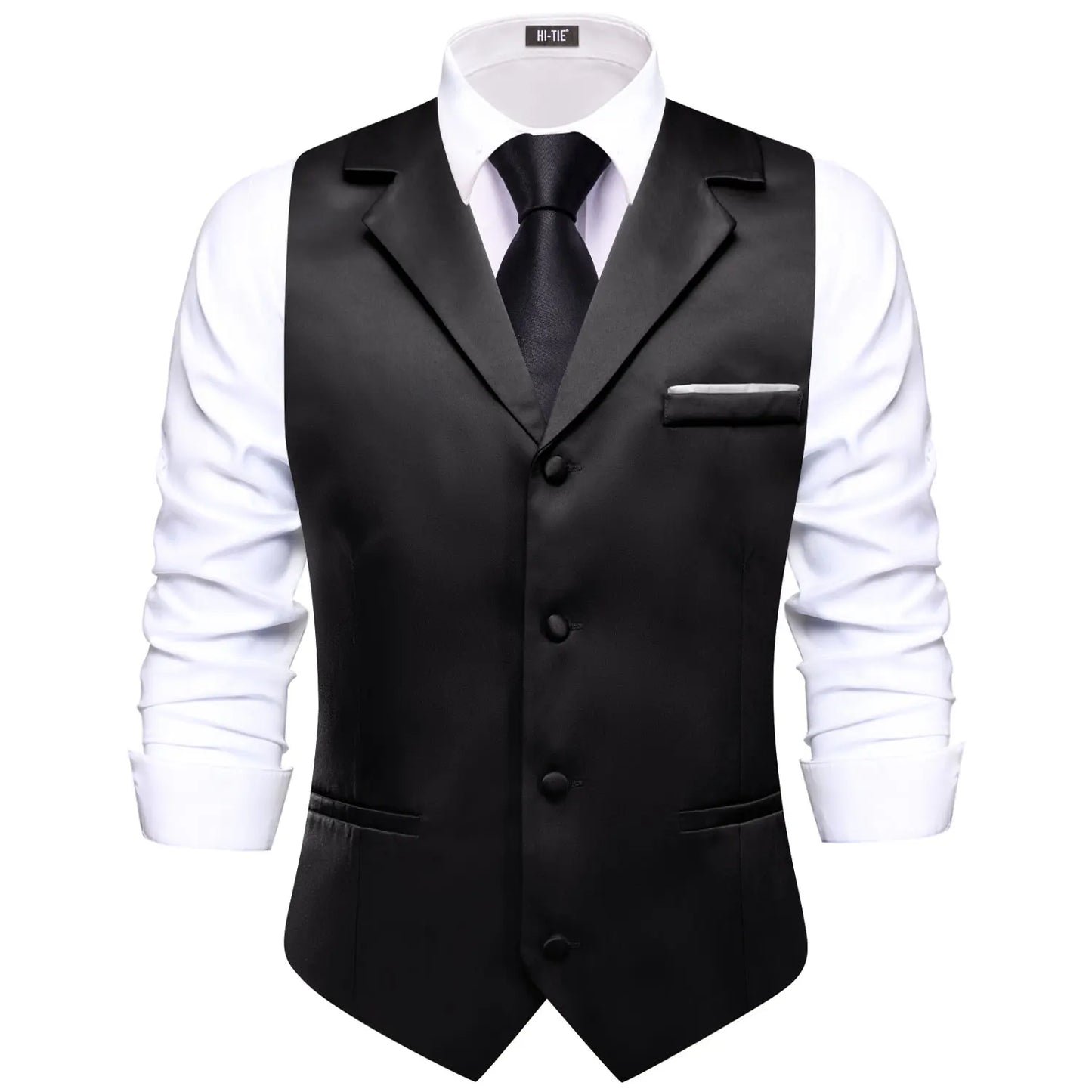 Men Vest With Tie Hi-Tie Champagne Solid V-neck Jacquard Tuxedo Dress Waistcoat Adjustable Jacket