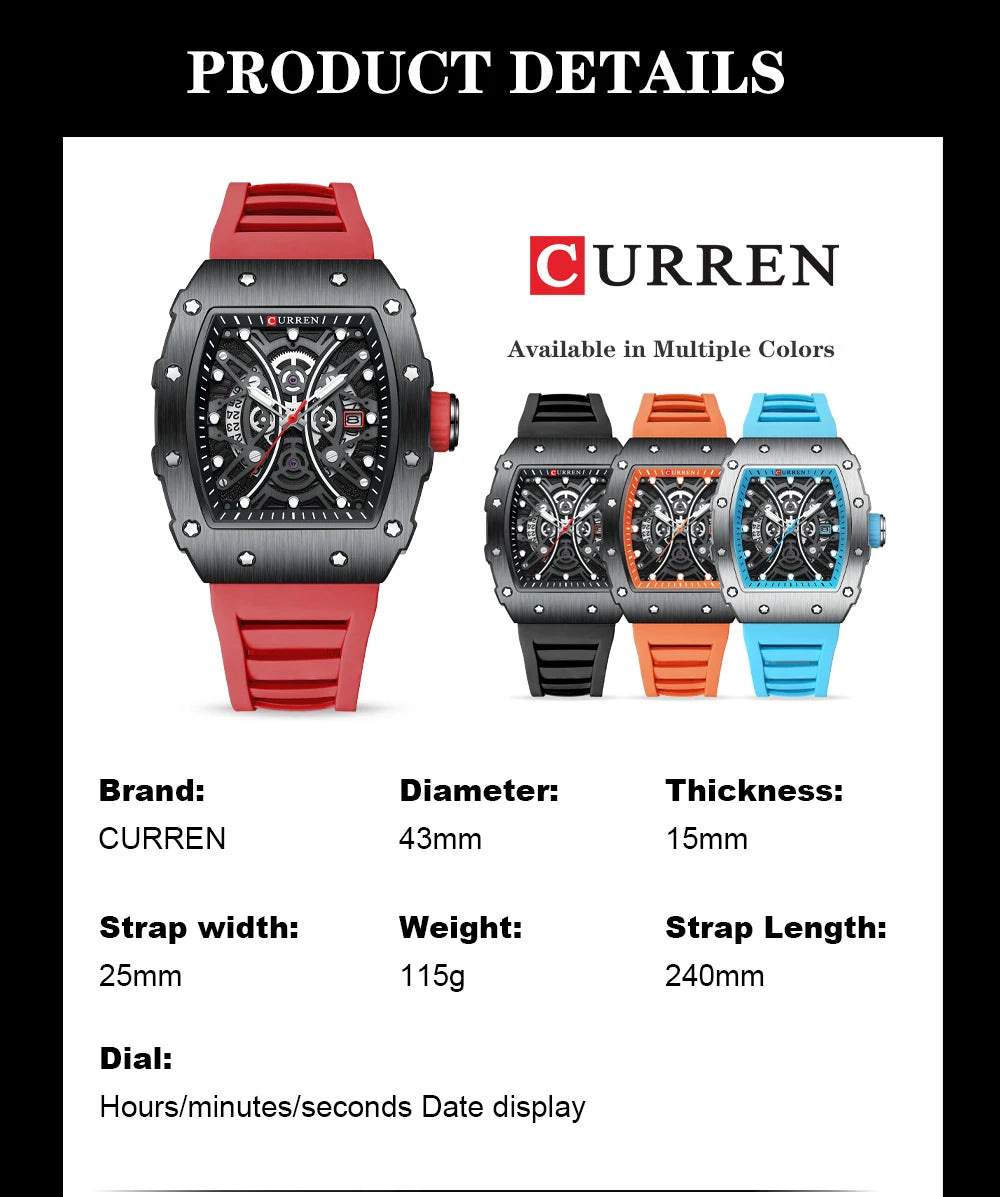 Men Quartz Watches CURREN Wristwatch Stainless Steel Waterproof Chronograph