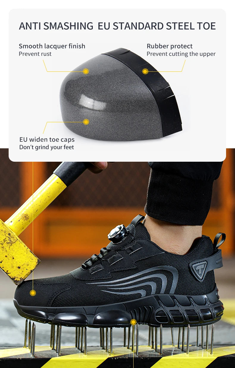 Men's Safety Shoes Steel Toe Cap Sneakers Style Puncture & Crash Proof Light Wear