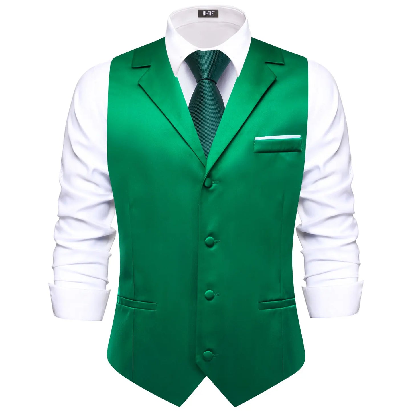 Men Vest With Tie Hi-Tie Champagne Solid V-neck Jacquard Tuxedo Dress Waistcoat Adjustable Jacket