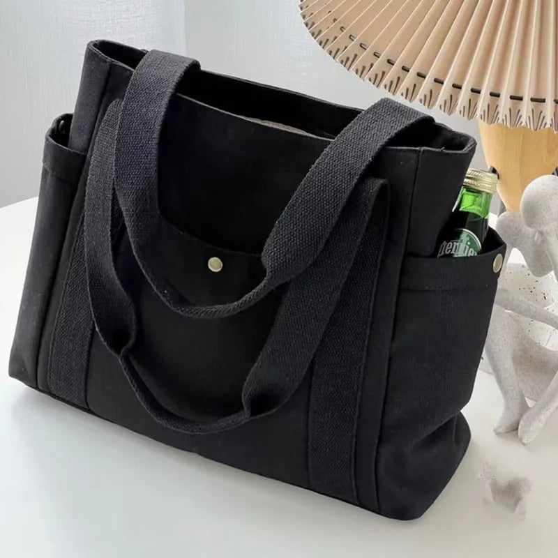 Women Canvas Tote Bags Large Capacity For Work Commuting Carrying Handbag Outfit Shoulder Bag