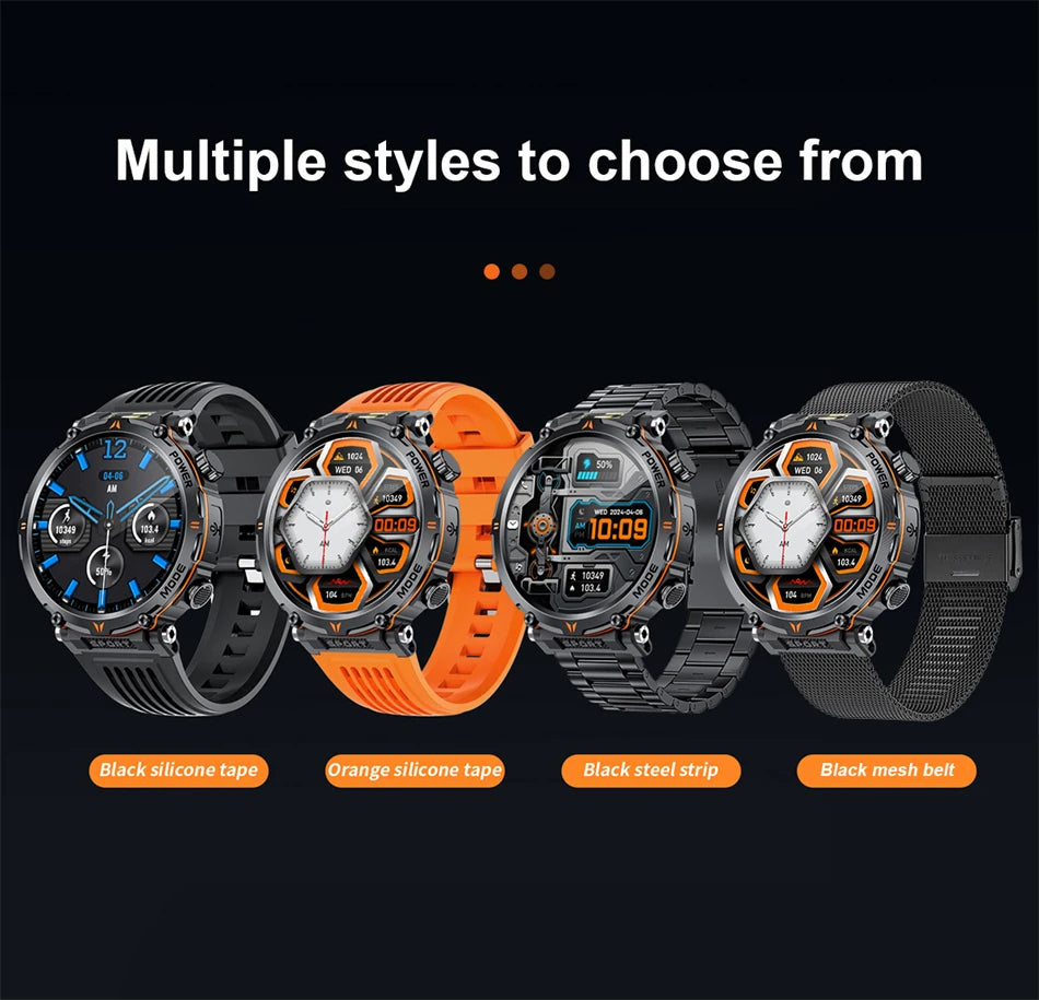 LIGE Smart Watch 600mah Battery LED Flashlight Compass Military Sport Watches Bluetooth Call Waterproof