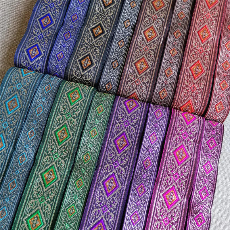 Jacquard Ribbon Ethnic Lace 20mm-33mm 7meters Trim Embroidered Woven Webbing Tape For Sewing Crafting Decorative