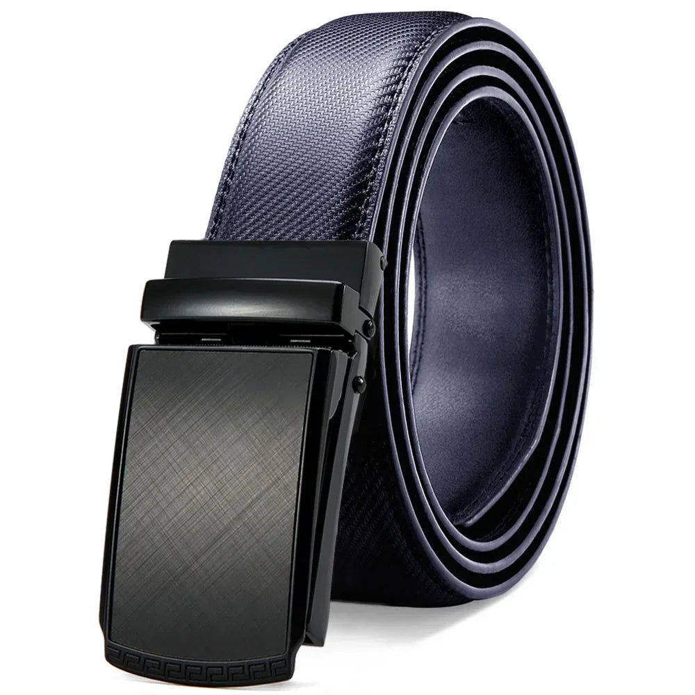 Men Genuine Leather Belt Metal Automatic Buckle Adjustment Adjustable Leather Belt