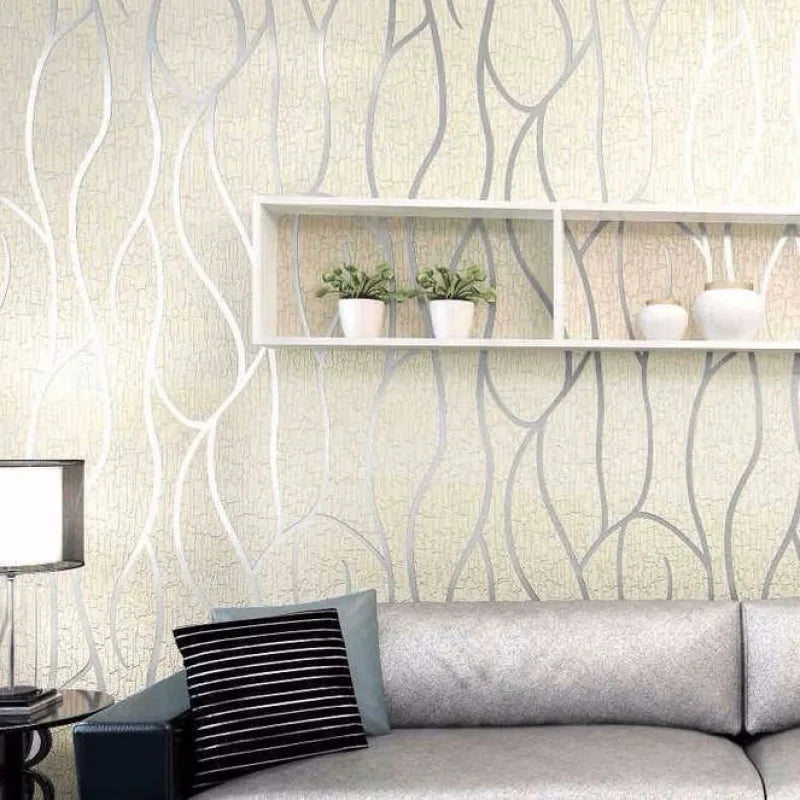 Wall paper 53cm European Modern Bedroom Background 3D Non-woven Moisture-proof Wallpaper Thickened Wall Stickers