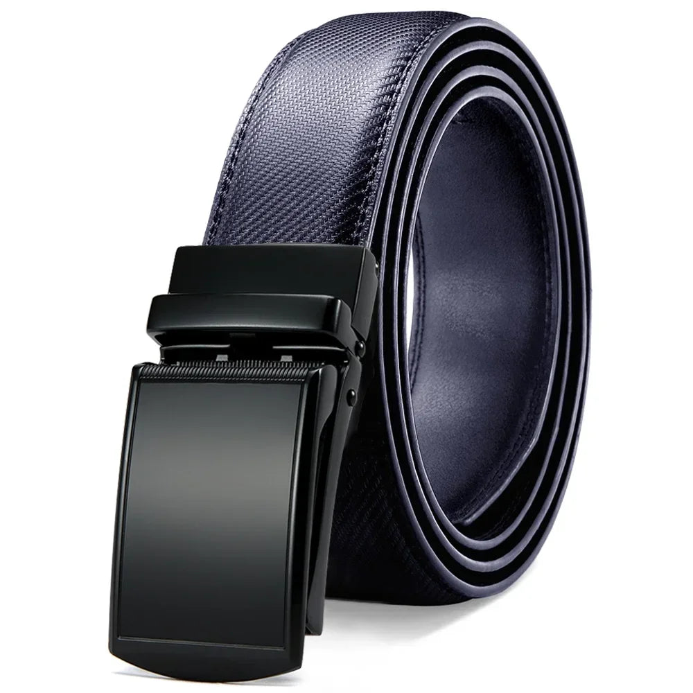 Men Genuine Leather Belt Metal Automatic Buckle Adjustment Adjustable Leather Belt