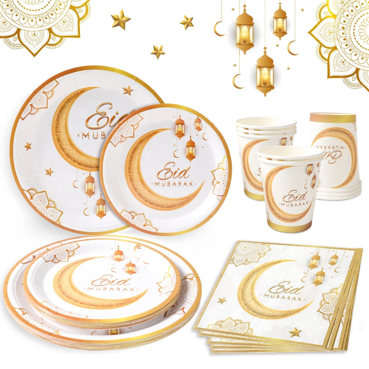 Eid Mubarak Tableware Set Ramadan Decoration For Home Eid Al Adha Ramadan Kareem Party Decor