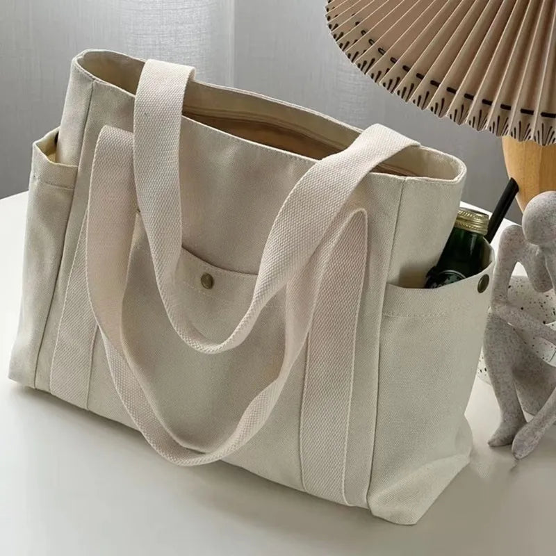 Women Canvas Tote Bags Large Capacity For Work Commuting Carrying Handbag Outfit Shoulder Bag
