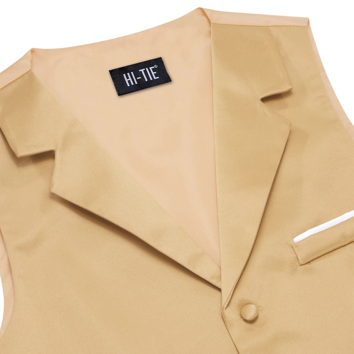 Men Vest With Tie Hi-Tie Champagne Solid V-neck Jacquard Tuxedo Dress Waistcoat Adjustable Jacket