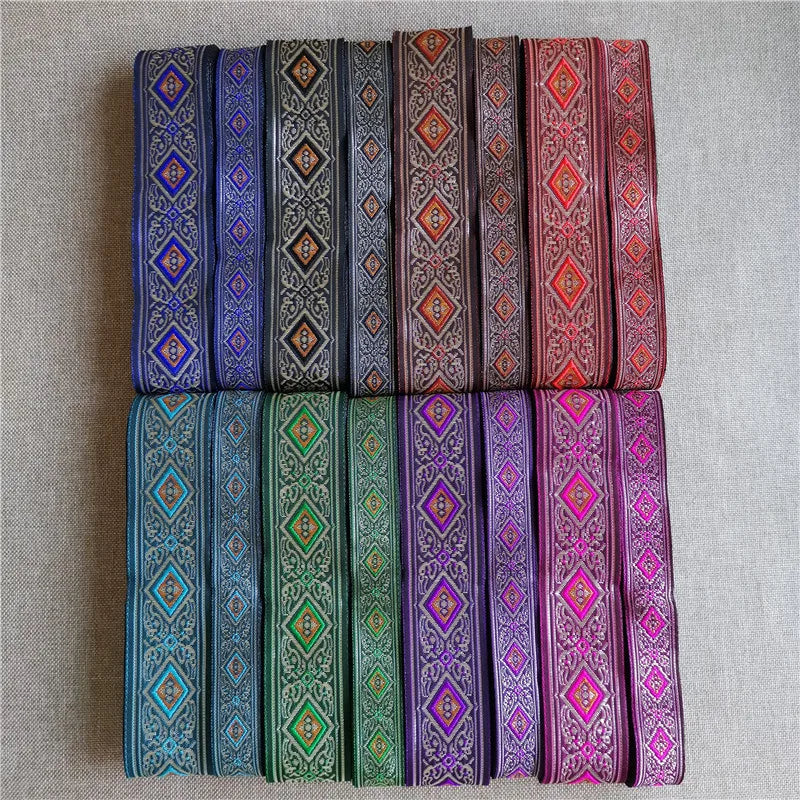 Jacquard Ribbon Ethnic Lace 20mm-33mm 7meters Trim Embroidered Woven Webbing Tape For Sewing Crafting Decorative