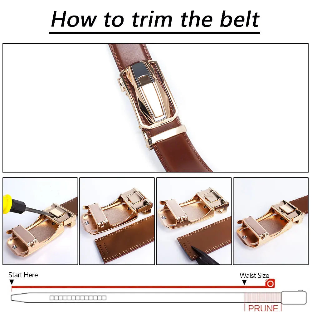 Men Genuine Leather with Belt Metal Buckle Adjustment High Quality Adjustable Leather Belt